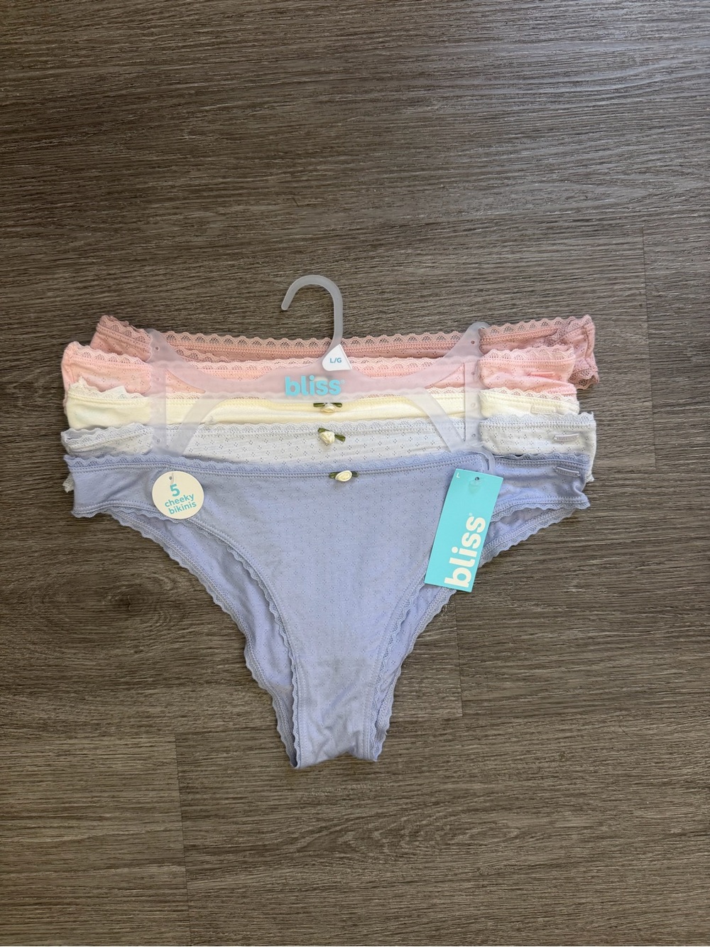 NWT Bliss 5-Pack Bikini Panties Size Large